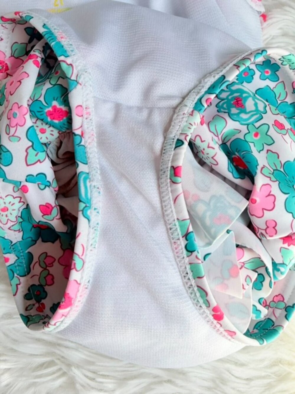 2T Floral Rash Guard Swimsuit & Rainbow Visor Set - Picture 8 of 11